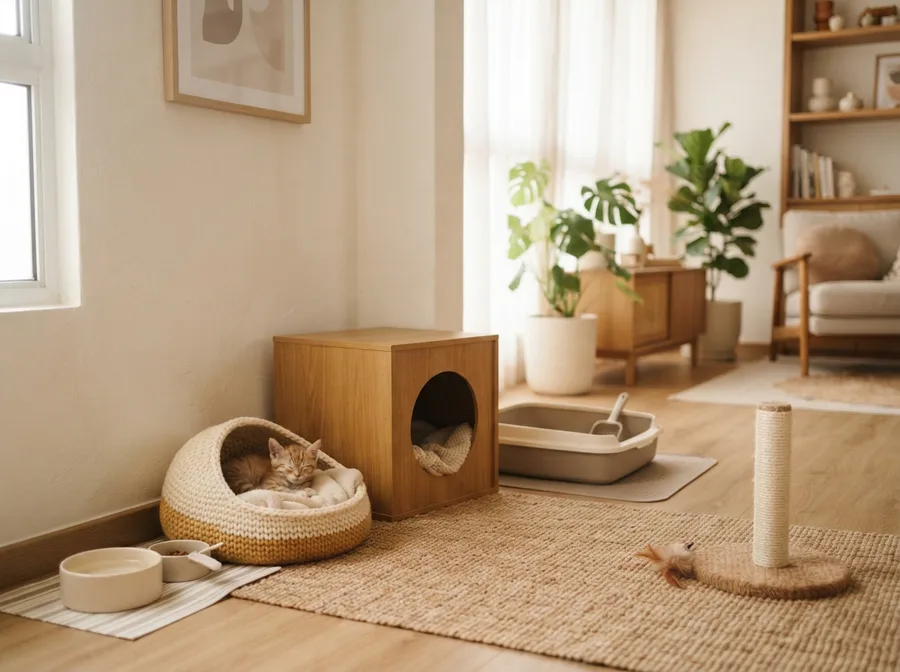 A safe room set up for a new kitten